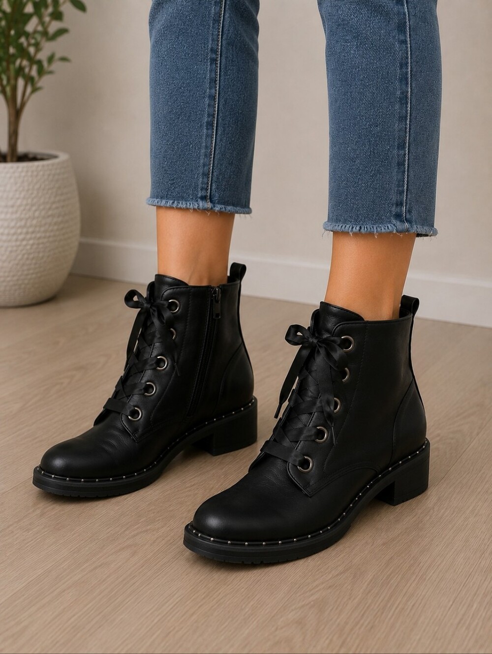 Vegan Stud Combat Boot